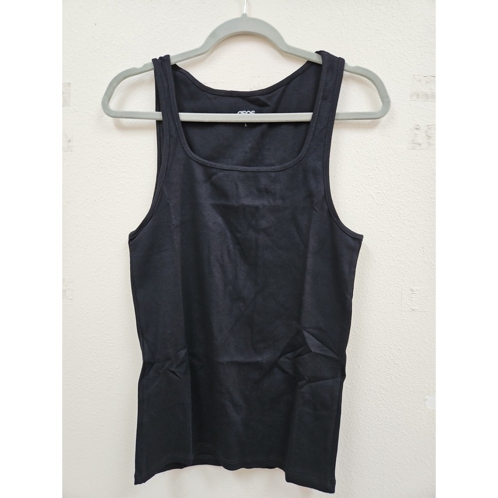 Asos Womens Black Ribbed Tank Size Large New